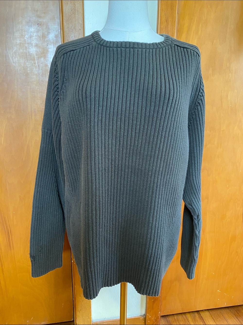 Calvin Klein Wide Ribbed Crewneck Sweater in Charcoal Heavy Fall Neutral Casual